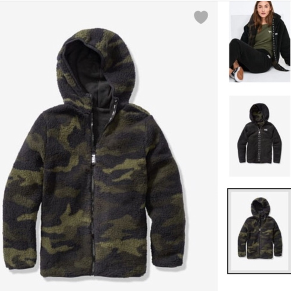 PINK Coat✨SO plush! Reversible Fleece Super Camo - Picture 3 of 4